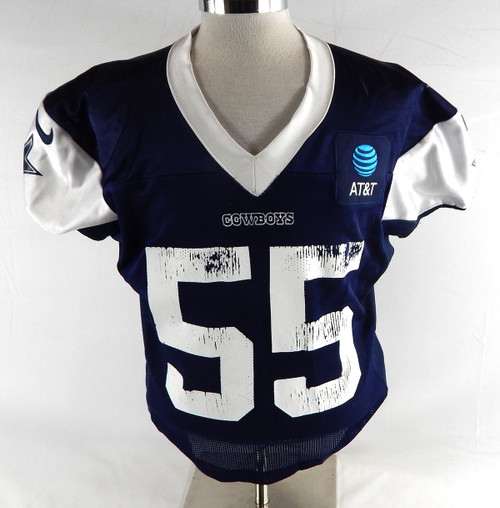 2025 Dallas Cowboys Justin Barron #55 Game Used Navy Practice Jersey 48 486