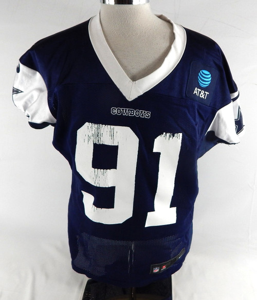 2025 Dallas Cowboys Isaiah Land #91 Game Used Navy Practice Jersey 50 476