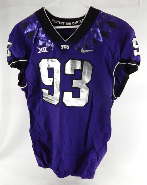 2019-24 Texas Christian TCU Frogs #93 Game Used Purple Jersey Football NP Rem 2