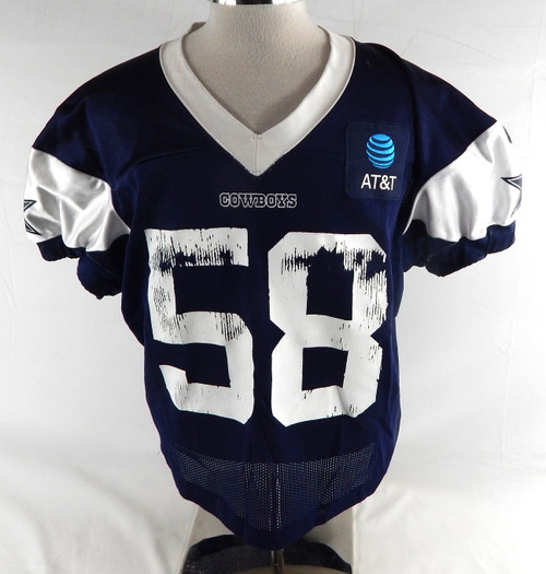 2025 Dallas Cowboys Aldon Smith #58 Game Used Navy Practice Jersey 52 485