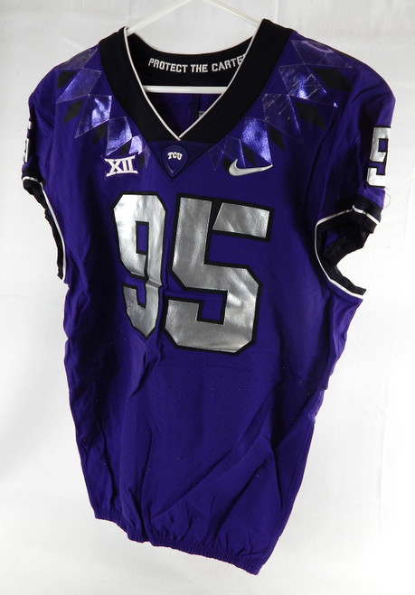 2019-24 Texas Christian TCU Frogs #95 Game Used Purple Jersey Football NP Rem 3