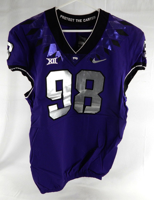 2019-24 Texas Christian TCU Frogs #98 Game Used Purple Jersey Football NP Rem 5