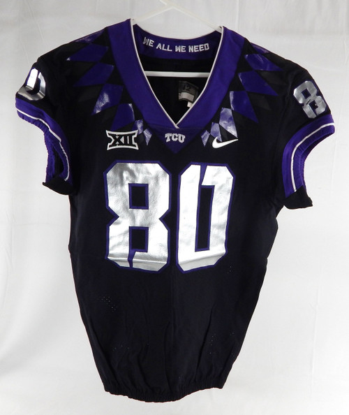 2019-24 Texas Christian TCU Frogs #80 Game Used Black Jersey Football NP Rem 9