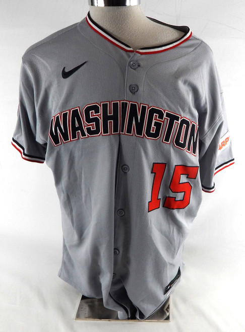 2025 Washington Nationals Riley Adams #15 Game Issued Pos Used Grey Jersey 48 87