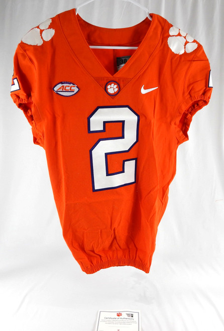 2017-22 Clemson Tigers #2 Game Issued Pos Used Orange Jersey Football NP Rem 0