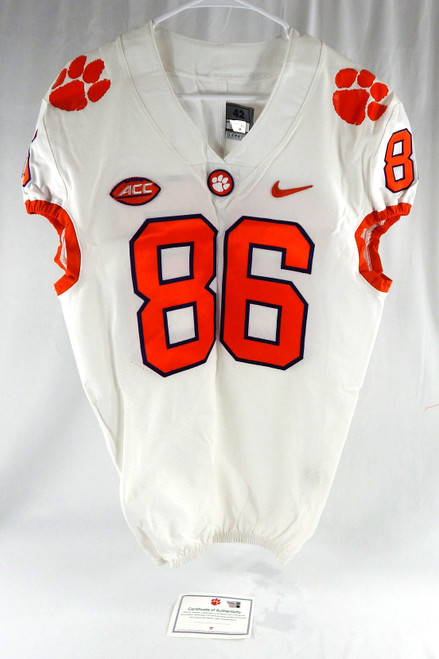 2017-22 Clemson Tigers #86 Game Issued Pos Used White Jersey Football NP Rem 0