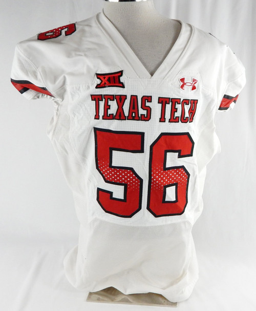 2022 Texas Tech Red Raiders #56 Game Used White Jersey Football NP Rem 50 038
