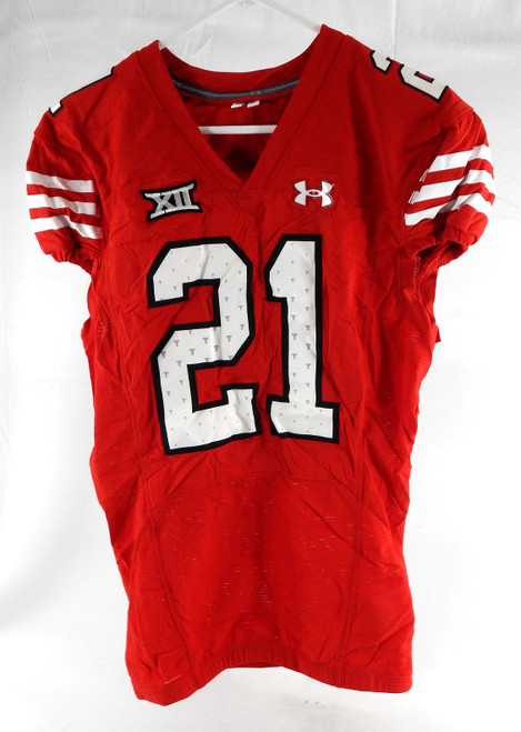 2023 Texas Tech Red Raiders #21 Game Used Red Jersey Football NP Rem 44 577