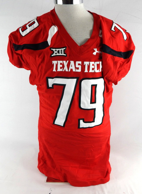 2015 Texas Tech Red Raiders #79 Game Used Red Jersey Football NP Rem 50 581