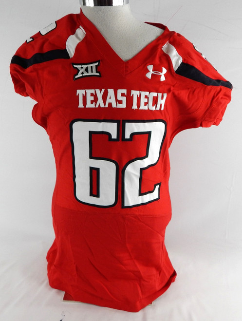 2015 Texas Tech Red Raiders #62 Game Used Red Jersey Football NP Rem 50 673