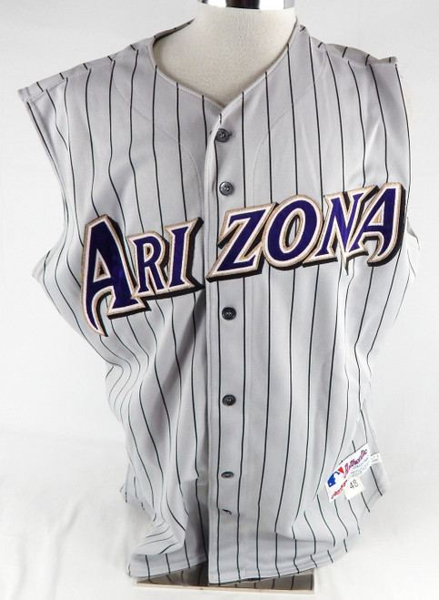 2001 Arizona Diamondbacks Jeff Motuzas #82 Game Issued Grey Vest Jersey 48 246