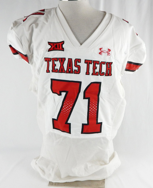 2022 Texas Tech Red Raiders #71 Game Used White Jersey Football NP Rem 50 051