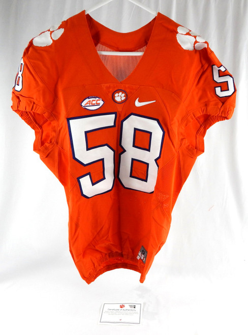 2016 Clemson Tigers #58 Game Issued Pos Used Orange Jersey Football NP Rem 42 59
