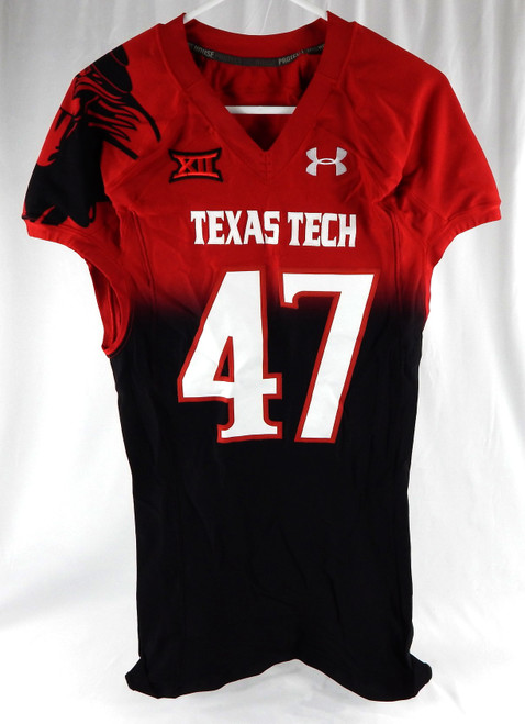 2014 Texas Tech Red Raiders #47 Game Used Red Jersey Football NP Rem 46 114