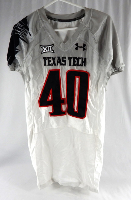 2014 Texas Tech Red Raiders #40 Game Used White Jersey Football NP Rem 46 117