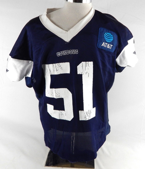 2025 Dallas Cowboys Earnest Brown IV #51 Game Used Navy Practice Jersey 54 492