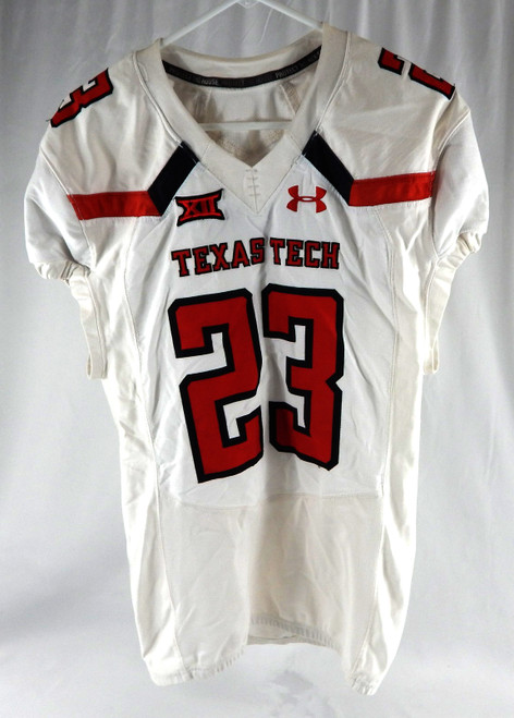 2018 Texas Tech Red Raiders #23 Game Used White Jersey Football NP Rem 44 123