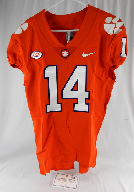 2017-22 Clemson Tigers #14 Game Issued Orange Jersey Football NP Rem 44 165