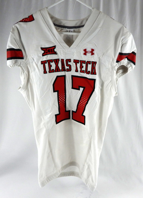 2022 Texas Tech Red Raiders #17 Game Used White Jersey Football NP Rem 44 066