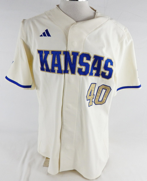 2025 Kansas Jayhawks #40 Game Used White Jersey Gold Baseball 46 648