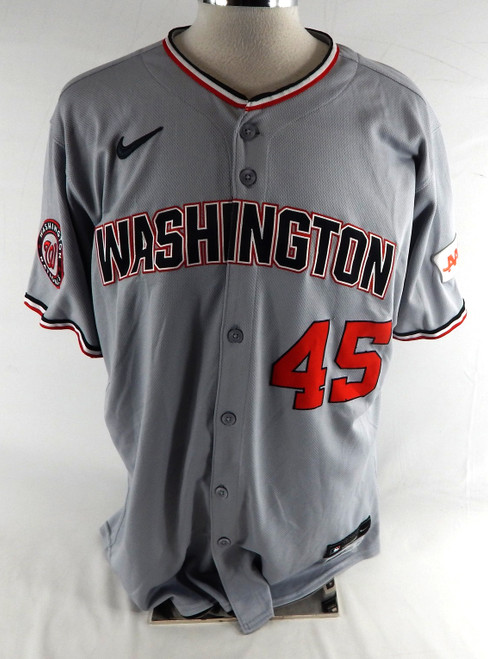 2025 Washington Nationals Konnor Pilkington #45 Game Issued P Used Grey Jersey 0