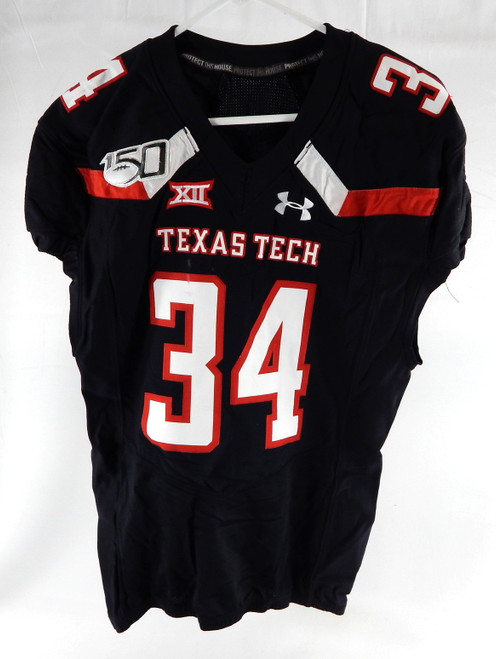 2017 Texas Tech Red Raiders #34 Game Used Black Jersey 150th Patch NP Rem 46 565
