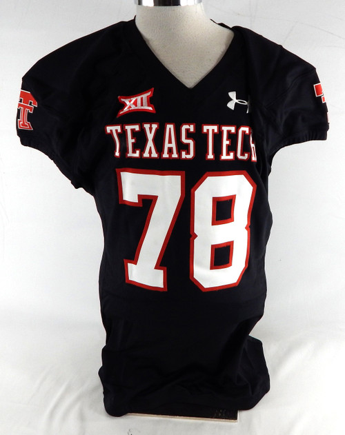 2014 Texas Tech Red Raiders #78 Game Used Black Jersey Football NP Rem 50 559