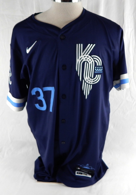 2025 Kansas City Royals Alec Zumwalt #37 Game Issued P Used Navy Jersey City C 0