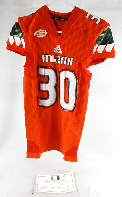 2015-16 Miami Hurricanes #30 Game Used Orange Jersey Football NP Rem L 398