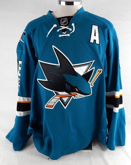 2017-18 San Jose Sharks Brent Burns #88 Game Used Teal Jersey A 100th Patch 58 6