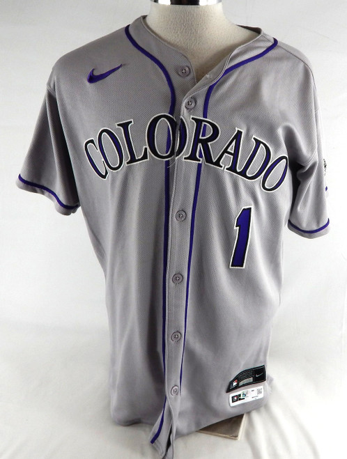 2025 Colorado Rockies Adael Amador #1 Game Issued Pos Used Grey Jersey 44 742