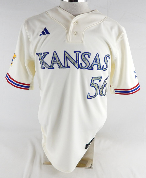2025 Kansas Jayhawks #56 Game Used White Jersey Camo Baseball 44 643