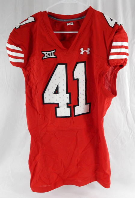 2023 Texas Tech Red Raiders #41 Game Used Red Jersey Throwback Football 46 694