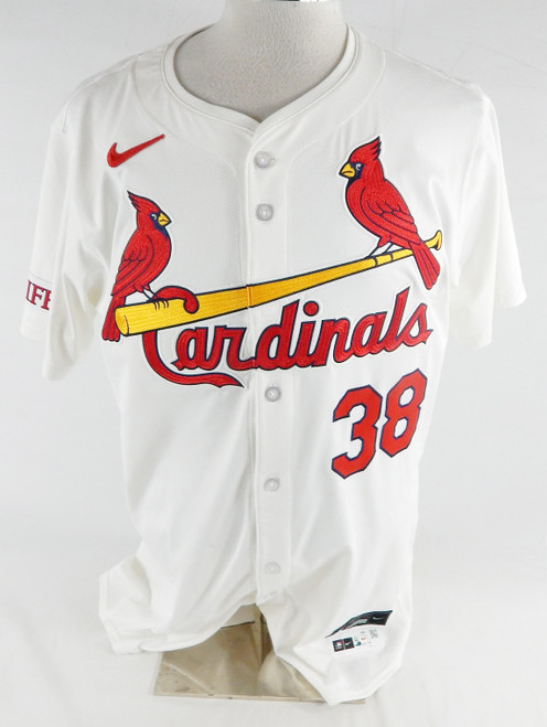 2024 St. Louis Cardinals Drew Rom #38 Game Issued P Used Signed White Jersey 5