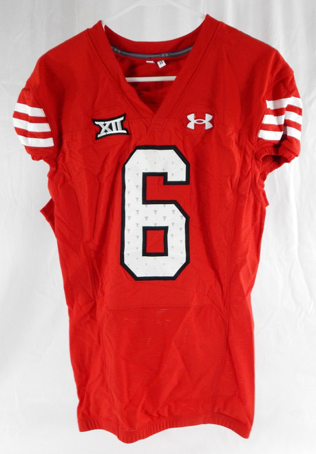 2023 Texas Tech Red Raiders #6 Game Used Red Jersey Throwback Football  44 705