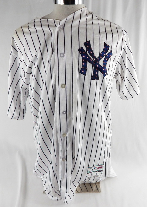 2017 New York Yankees Clint Frazier #30 Game Used White Jersey Stars Stripes 46 5