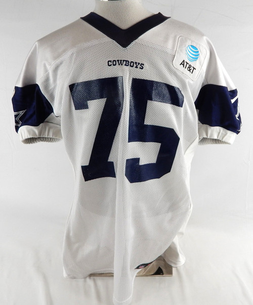 2025 Dallas Cowboys Hakeem Adeniji #75 Game Used White Practice Jersey 58 434