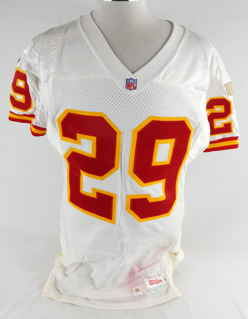 1996 Kansas City Chiefs Sanders #29 Game Issued White Jersey 40 016