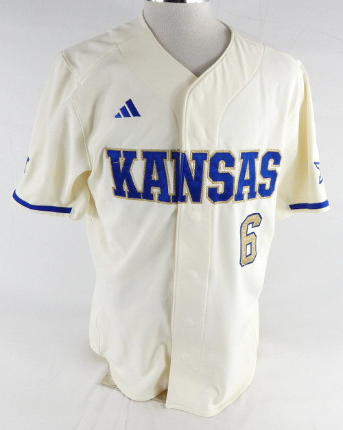 2025 Kansas Jayhawks #6 Game Used White Jersey Gold Baseball 44 649