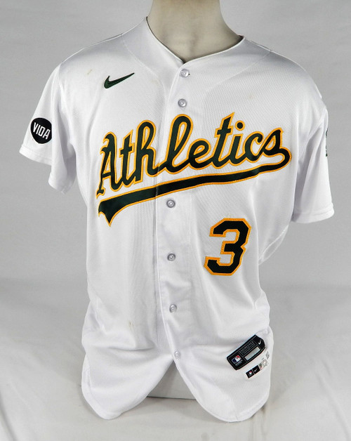 2023 Oakland Athletics Eric Martins #3 Game Used White Jersey Sal & Vida Patch 5