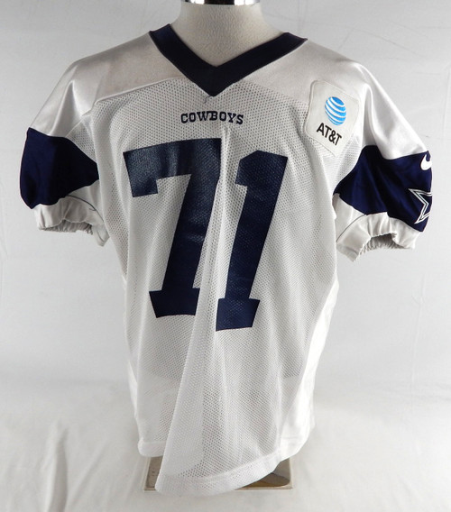 2025 Dallas Cowboys Nate Thomas #71 Game Used White Practice Jersey 58 446