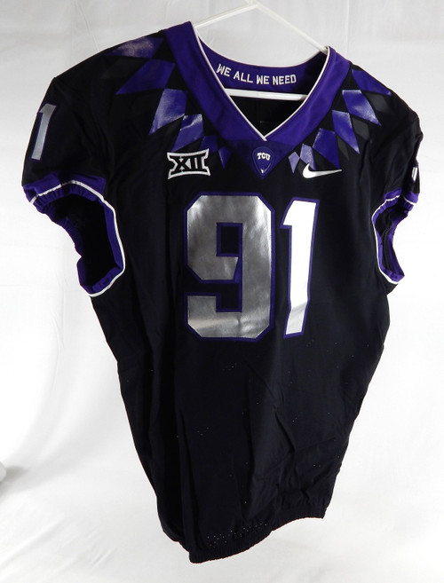 2019-24 Texas Christian TCU Frogs #91 Game Used Black Jersey Football NP R 46 67