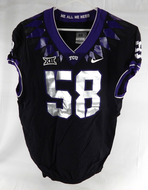 2019-24 Texas Christian TCU Frogs #58 Game Used Black Jersey Football NP R 48 82