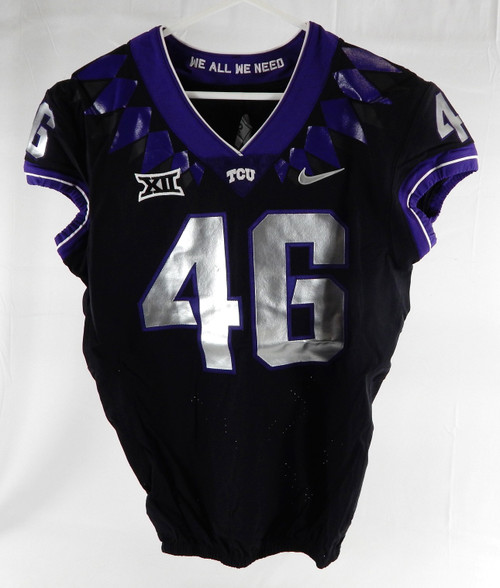 2019-24 Texas Christian TCU Frogs #46 Game Used Black Jersey Football NP R 42 84