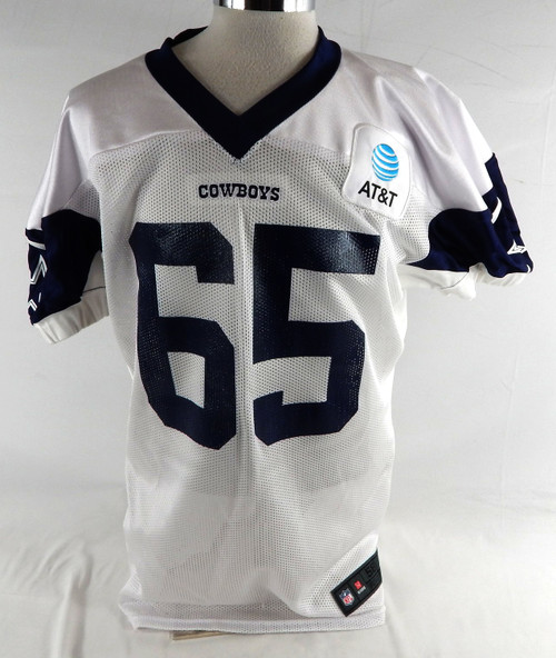 2025 Dallas Cowboys Robert Jones #65 Game Used White Practice Jersey 58 455