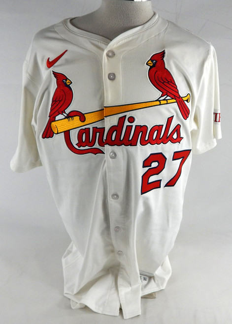 2025 St. Louis Cardinals Jose Barrero #27 Game Issued Pos Used White Jersey 6