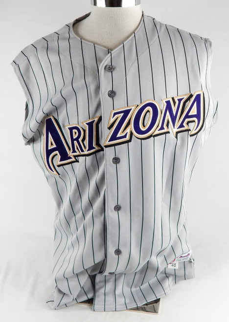 2001 Arizona Diamondbacks Eddie Oropesa #47 Game Issued Grey Vest Jersey 48 233