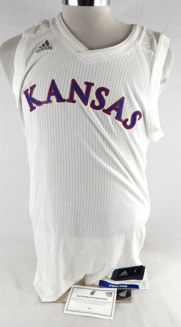 2017-18 Kansas Jayhawks Blank Game Issued White Jersey Basketball L 995
