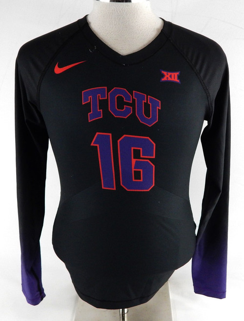 2023 Texas Christian TCU Frogs #16 Game Used Black Jersey Volleyball M 092