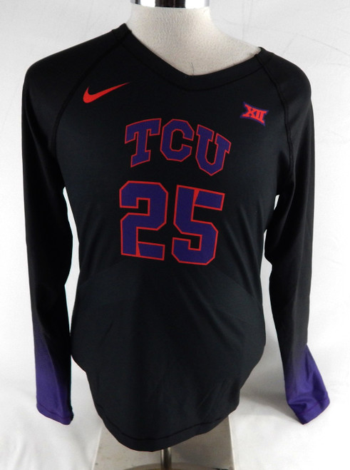 2023 Texas Christian TCU Frogs #25 Game Used Black Jersey Volleyball L 094